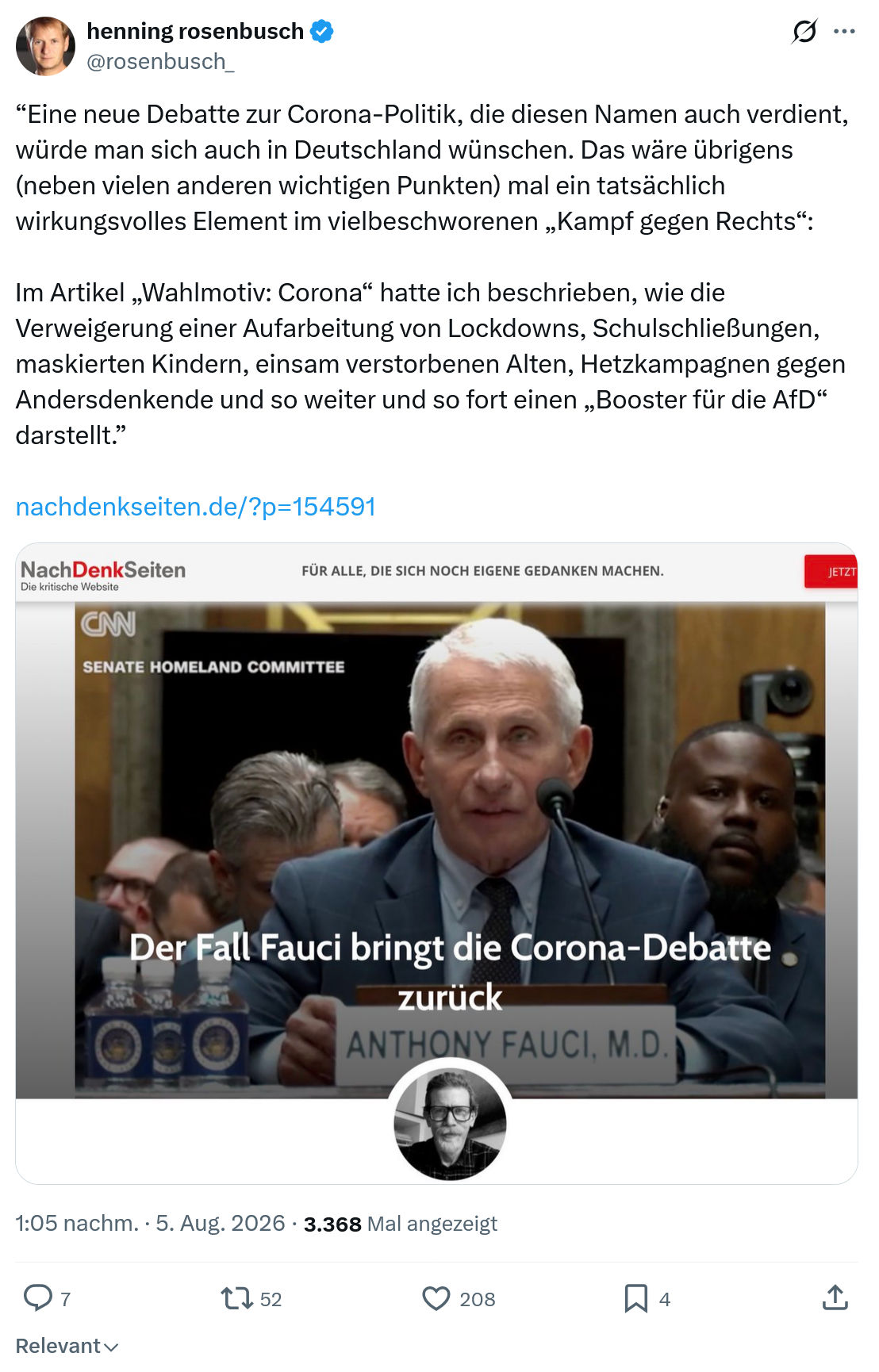 henning rosenbusch: Eine neue Debatte zur Corona-Politik...