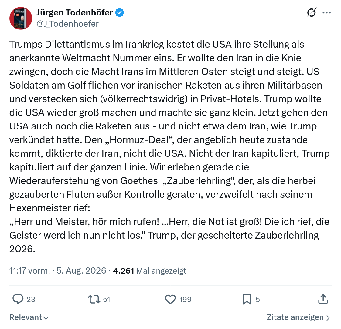 Jürgen Todenhöfer: Trumps Dilettantismus...