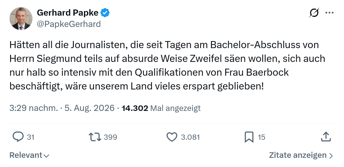 Gerhard Papke: Hätten all die Journalisten...