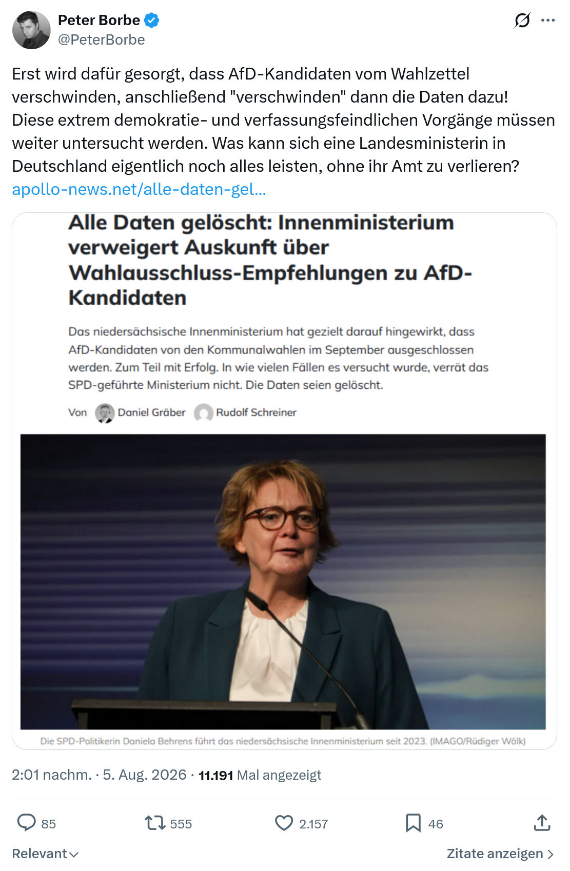 Peter Borbe: Erst wird dafür gesorgt...