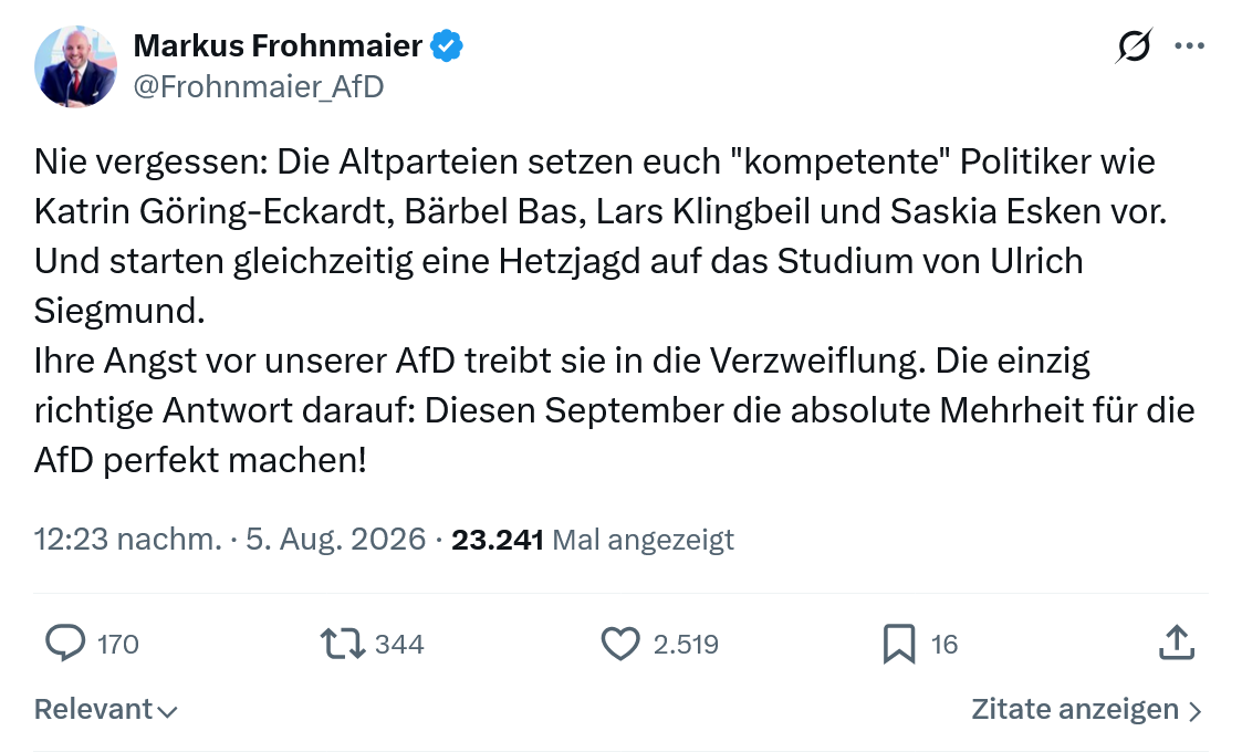 Markus Frohnmaier: Nie vergessen...