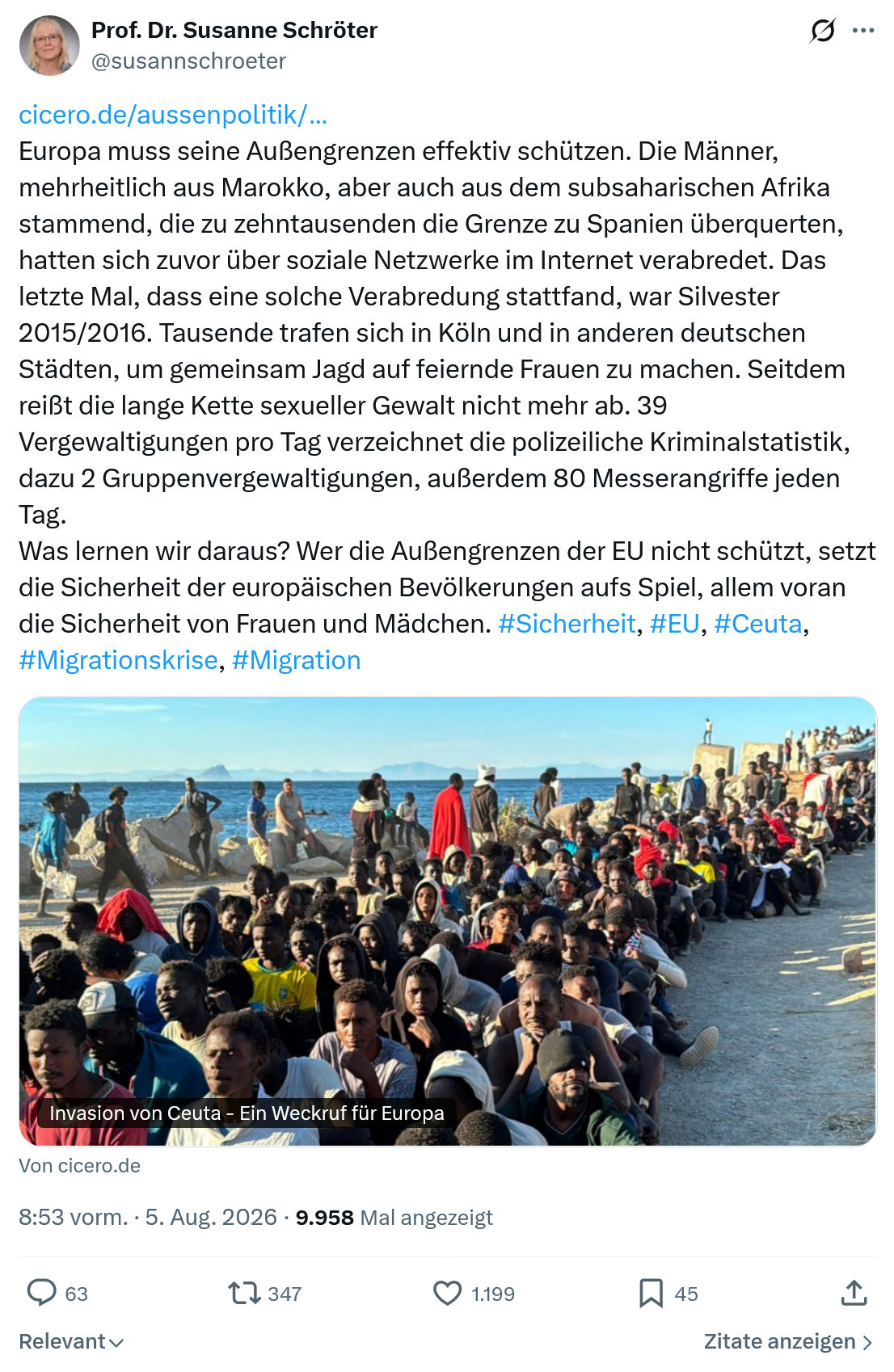 Susanne Schröter: Europa muss seine Außengrenzen...