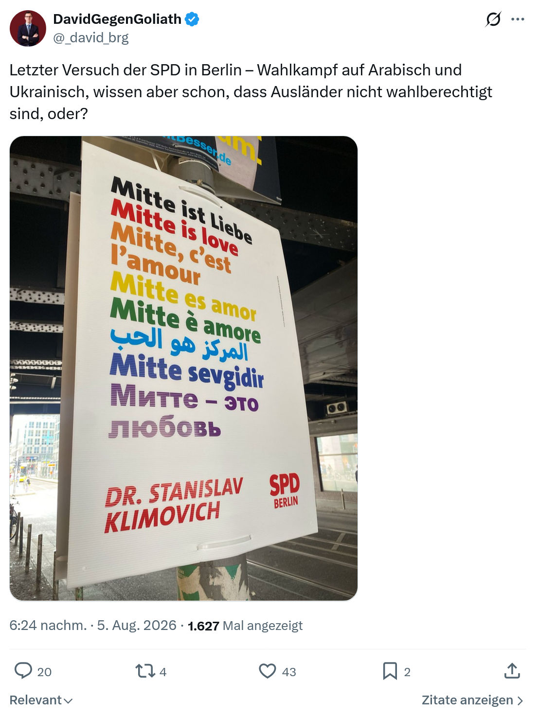 David Gegen Goliath: Letzter Versuch der SPD...