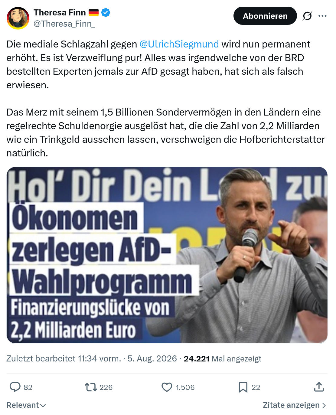 Theresa Finn: Die mediale Schlagzahl...