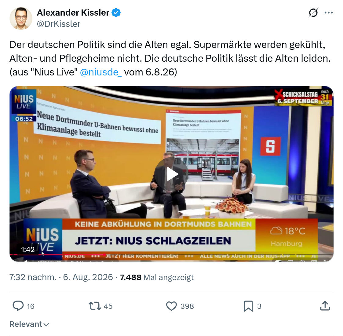 Alexander Kissler: Der deutschen Politik...