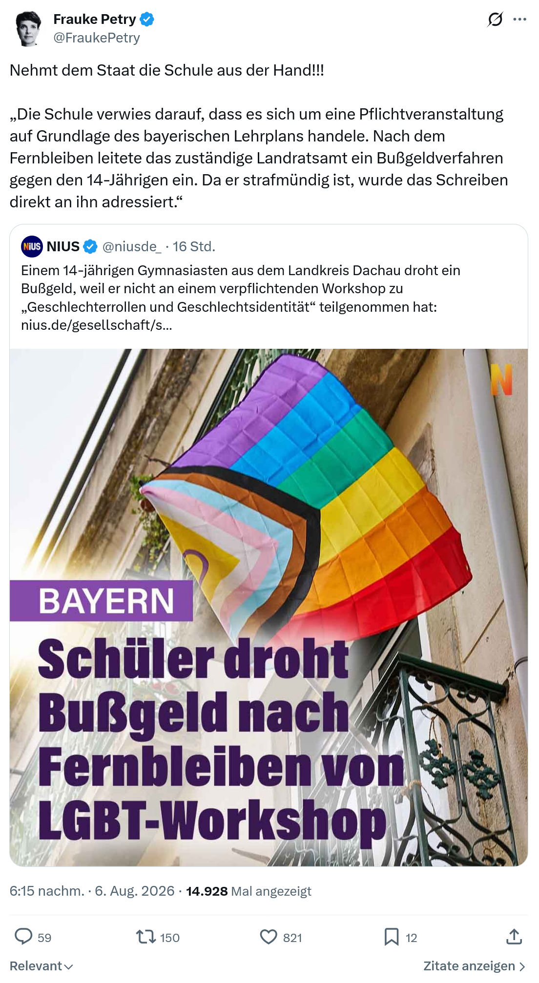 Frauke Petry: Nehmt dem Staat...