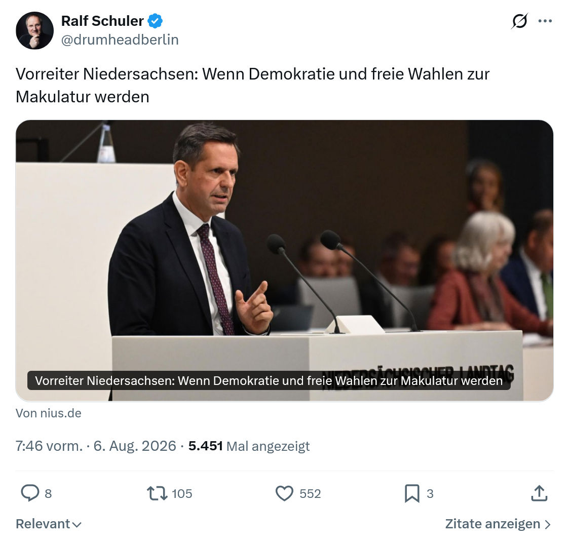 Ralf Schuler: Vorreiter Niedersachsen...