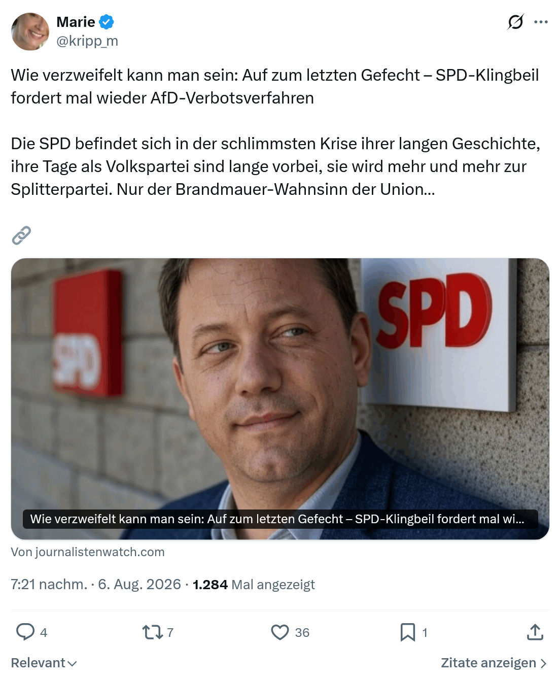 Marie kripp: Wie verzweifelt kann man sein...