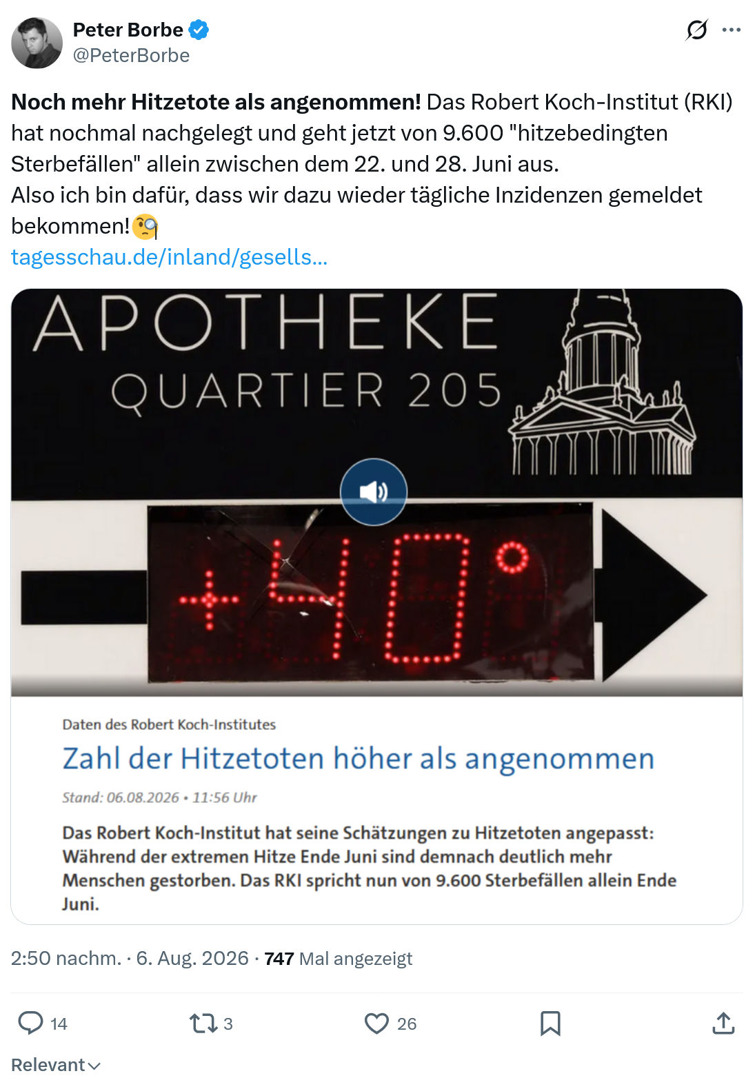 Peter Borbe: Noch mehr Hitzetote...