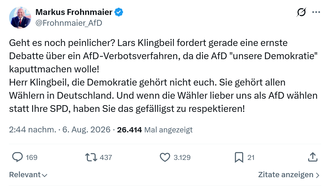 Markus Frohnmaier: Geht es noch peinlicher...