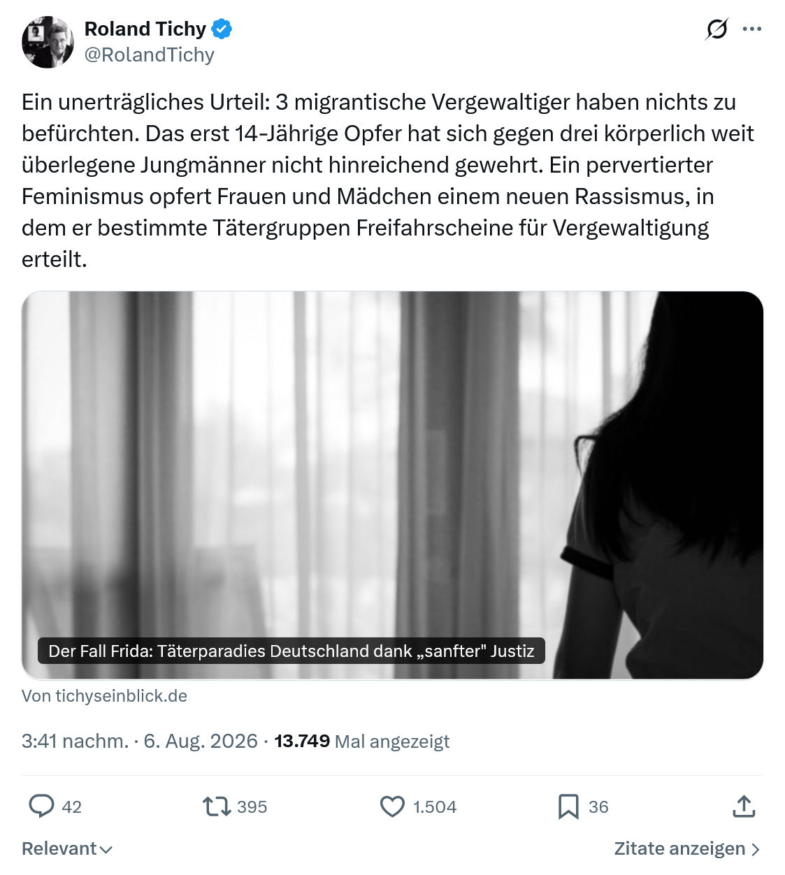 Roland Tichy: Ein unerträgliches Urteil...