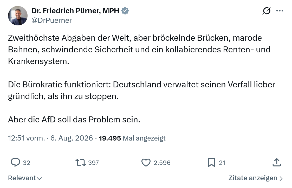 Friedrich Pürner: Zweithöchste Abgaben der Welt...