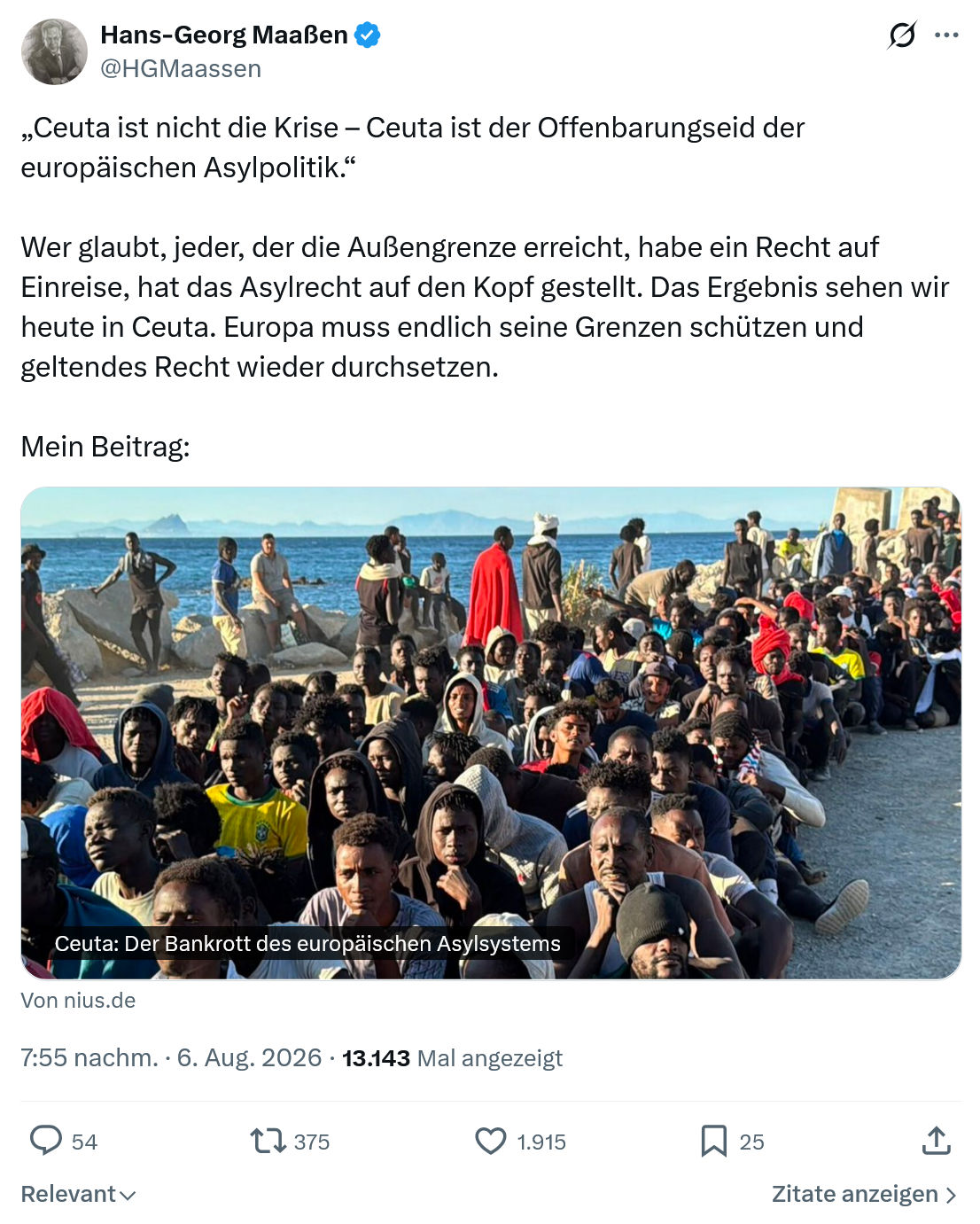Hans-Georg Maaßen: Ceuta ist nicht die Krise...