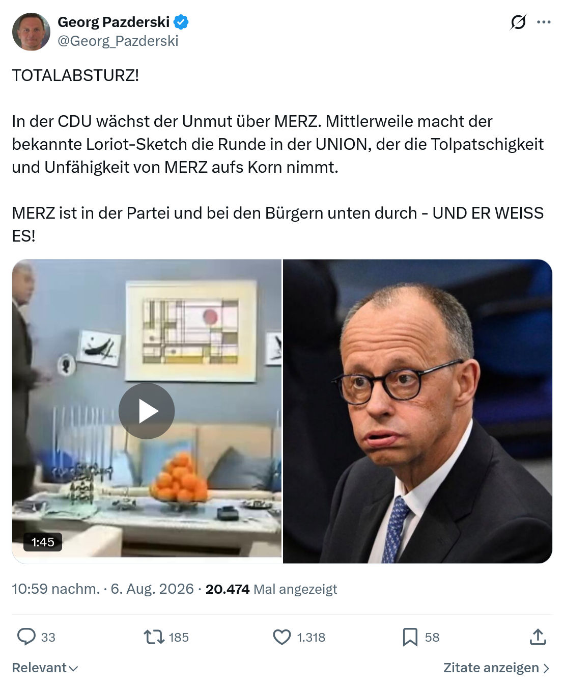 Georg Pazderski: TOTALABSTURZ...
