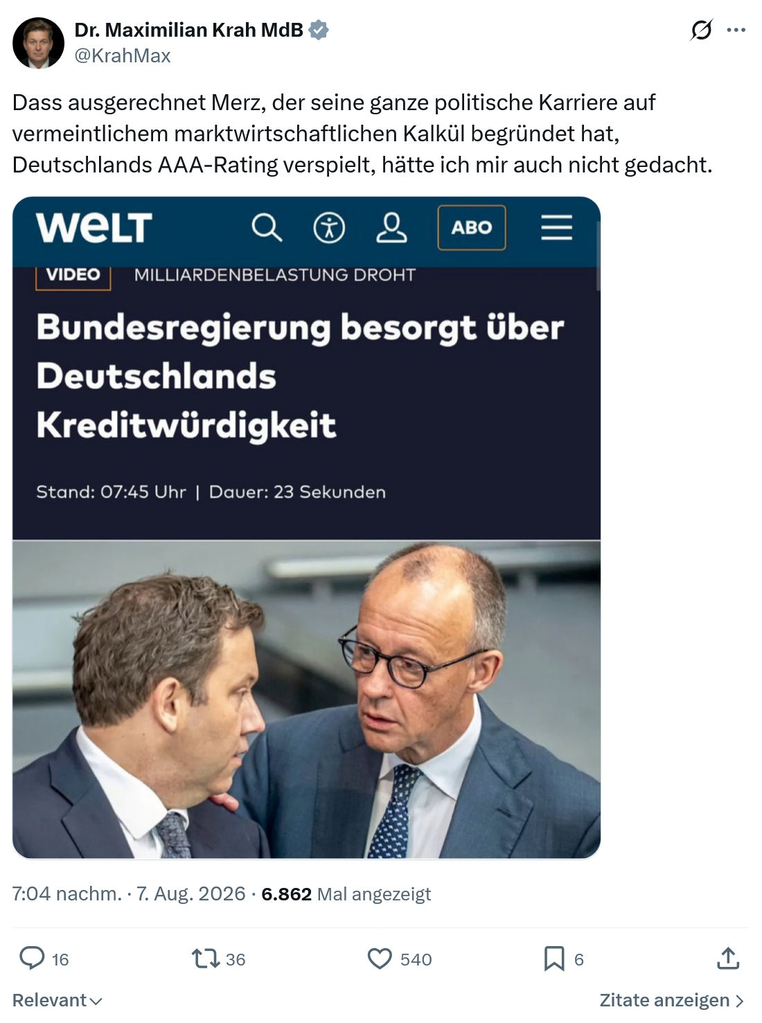 Maximilian Krah: Dass ausgerechnet Merz...