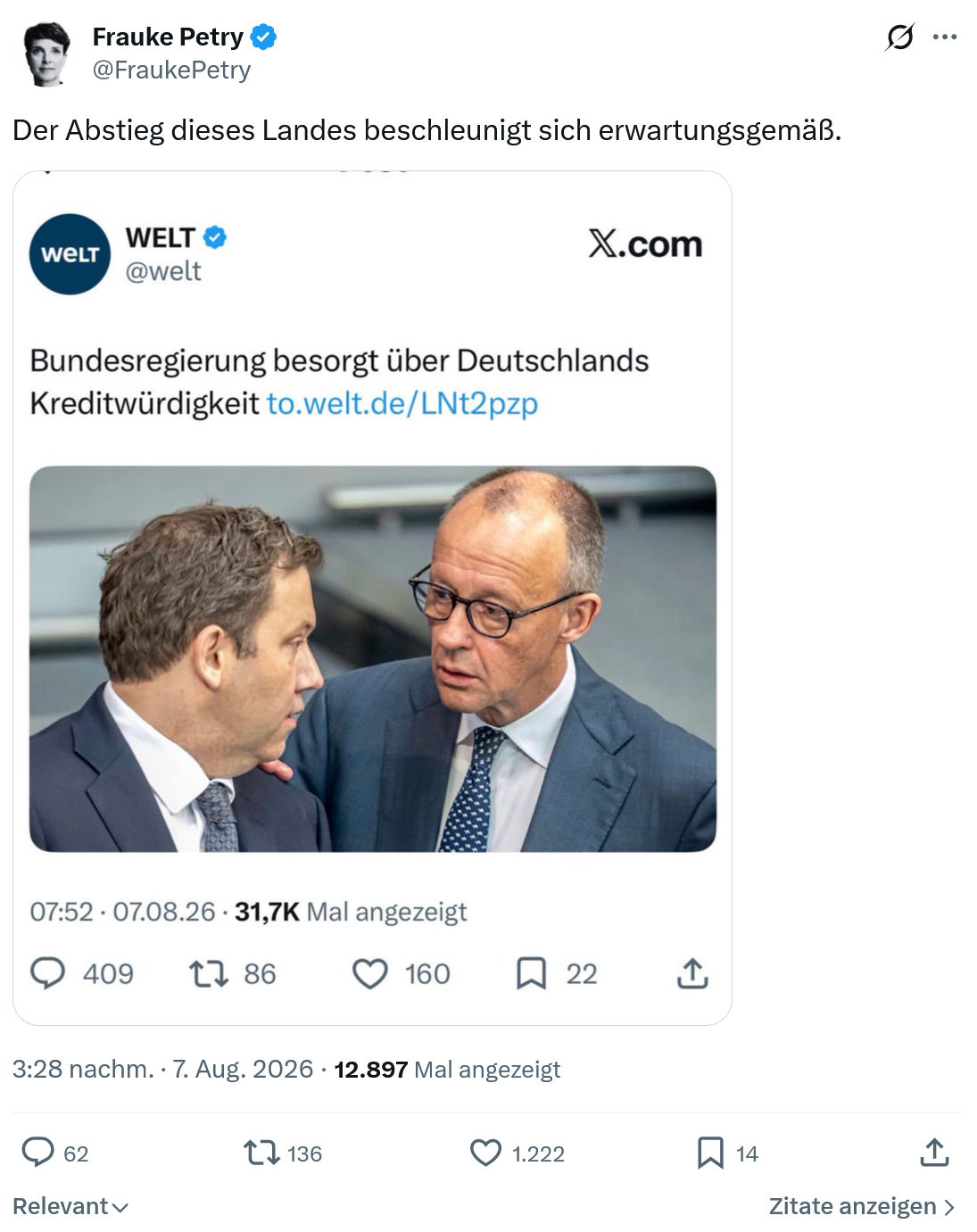 Frauke Petry: Der Abstieg dieses Landes...