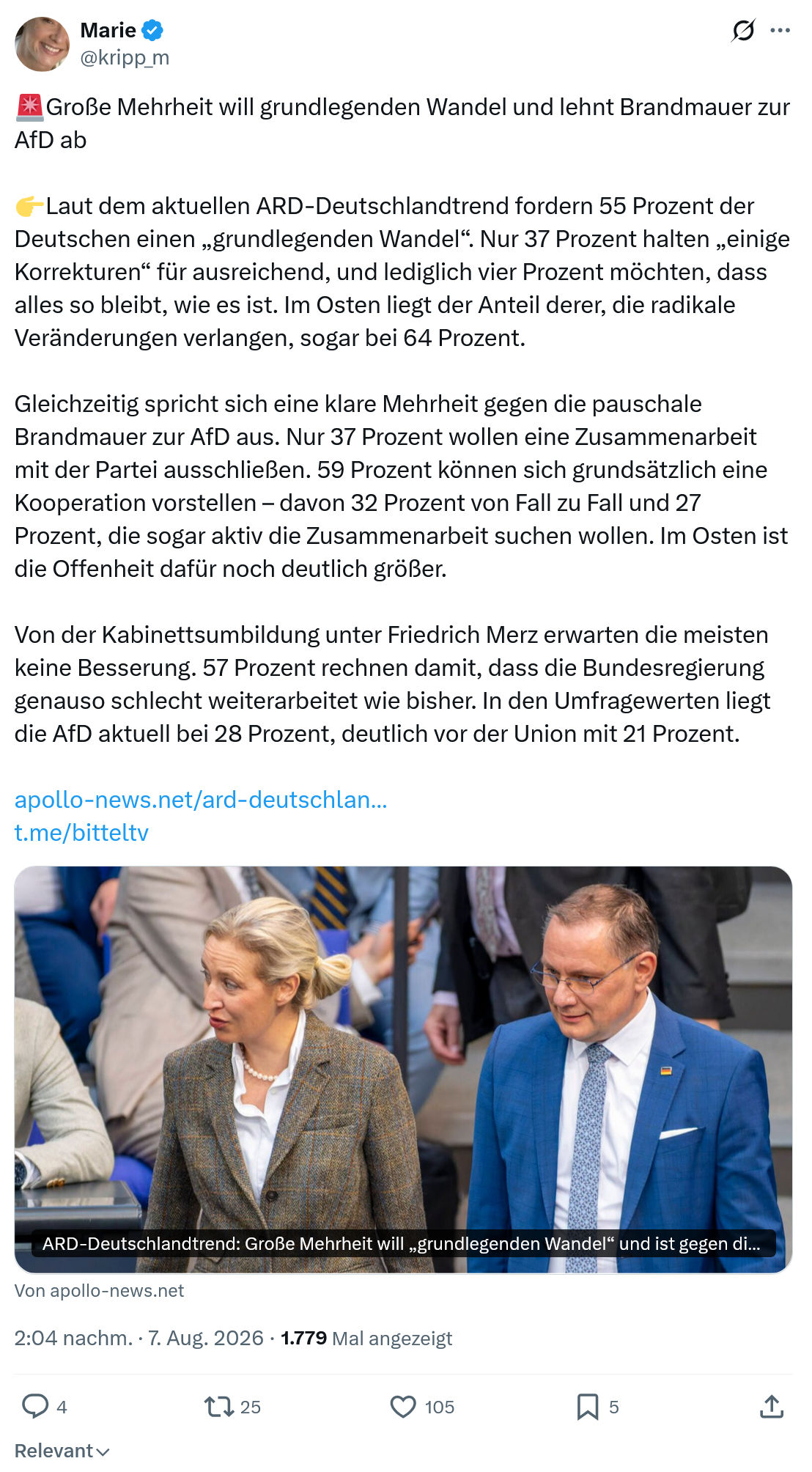 Marie kripp: Große Mehrheit will grundlegenden...