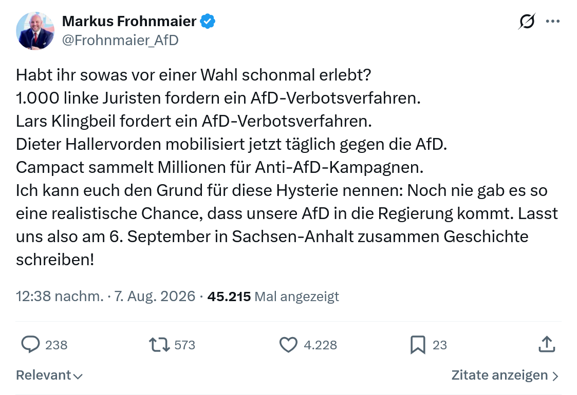 Markus Frohnmaier: Habt ihr sowas vor einer...
