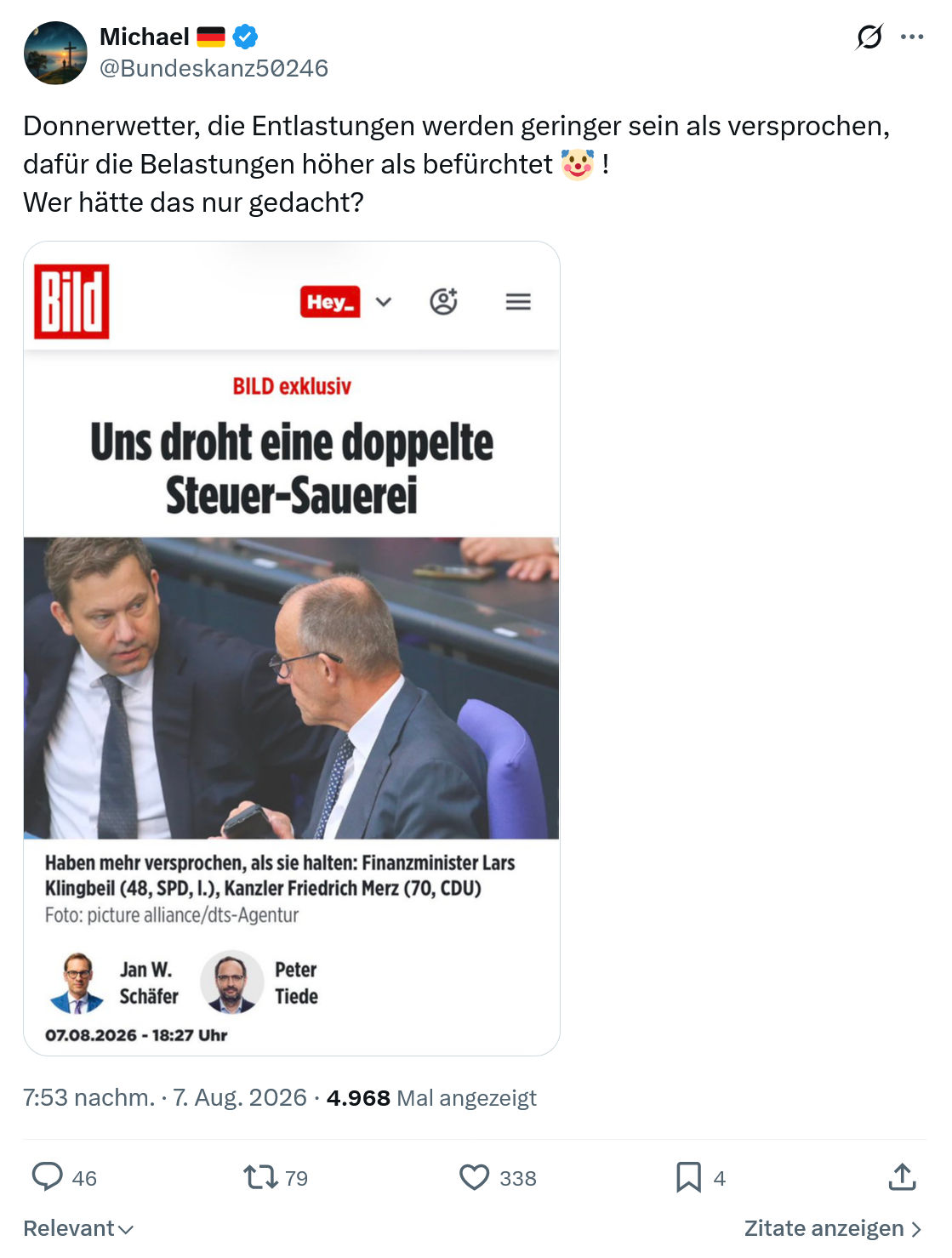 Michael: Donnerwetter, die Entlastungen werden geringer...