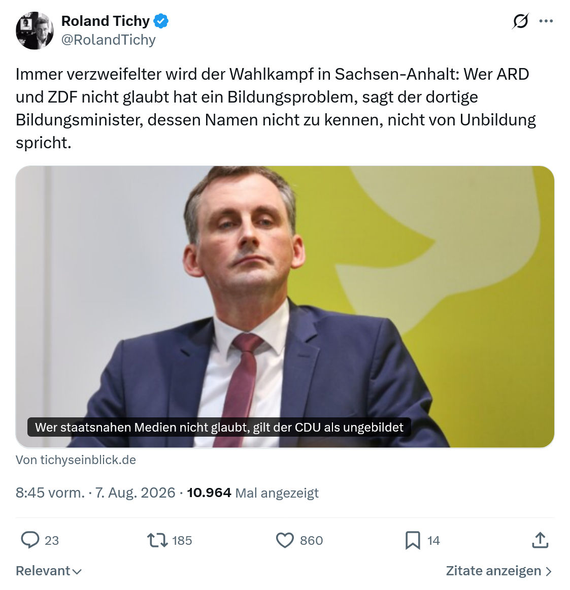 Roland Tichy: Immer verzweifelter wird...