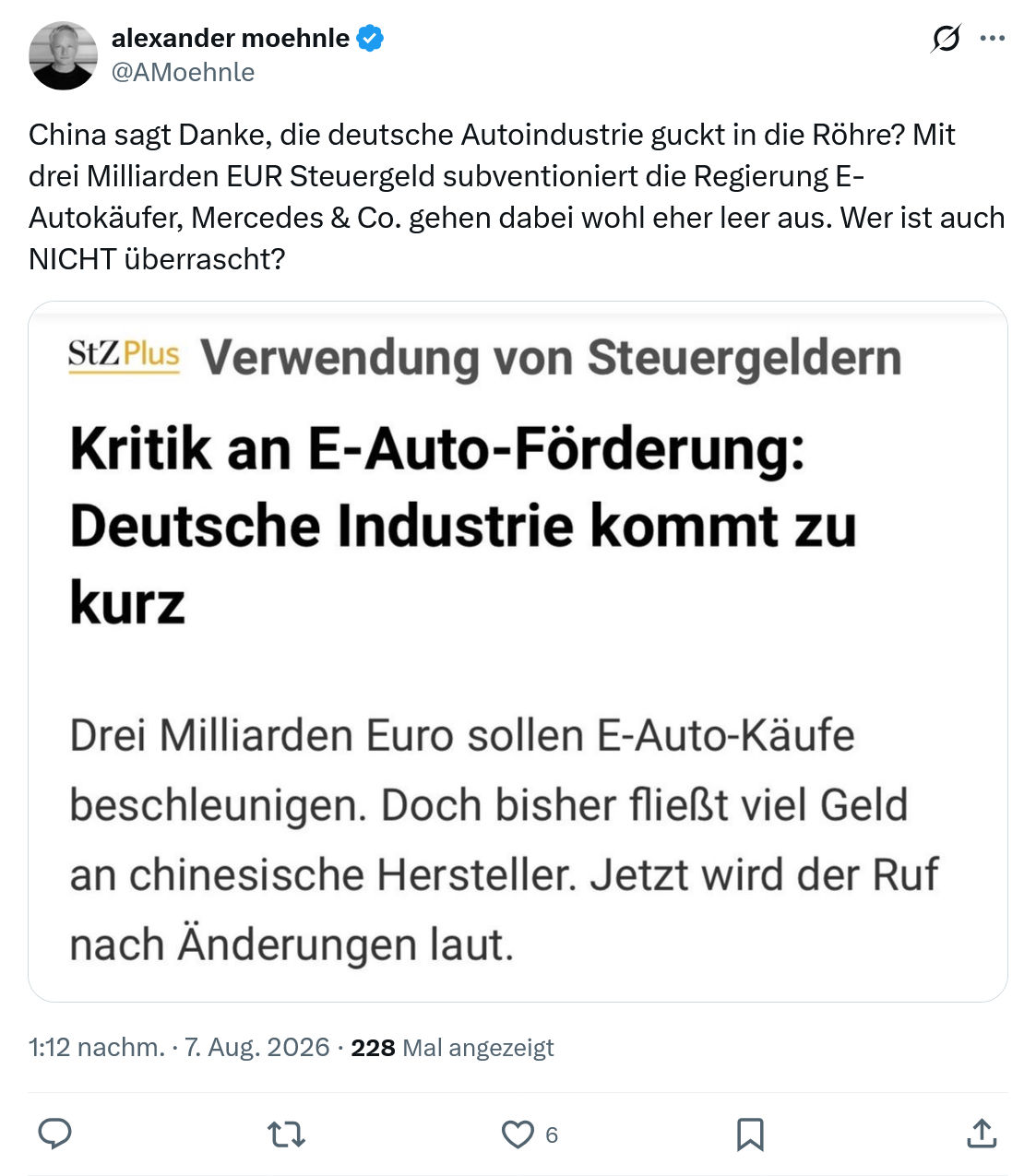 Alexander Moehnle: China sagt Danke...