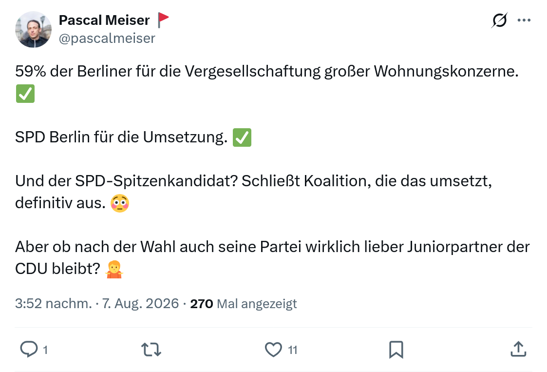 Pascal Meiser: 59% der Berliner für die Vergesellschaftung...