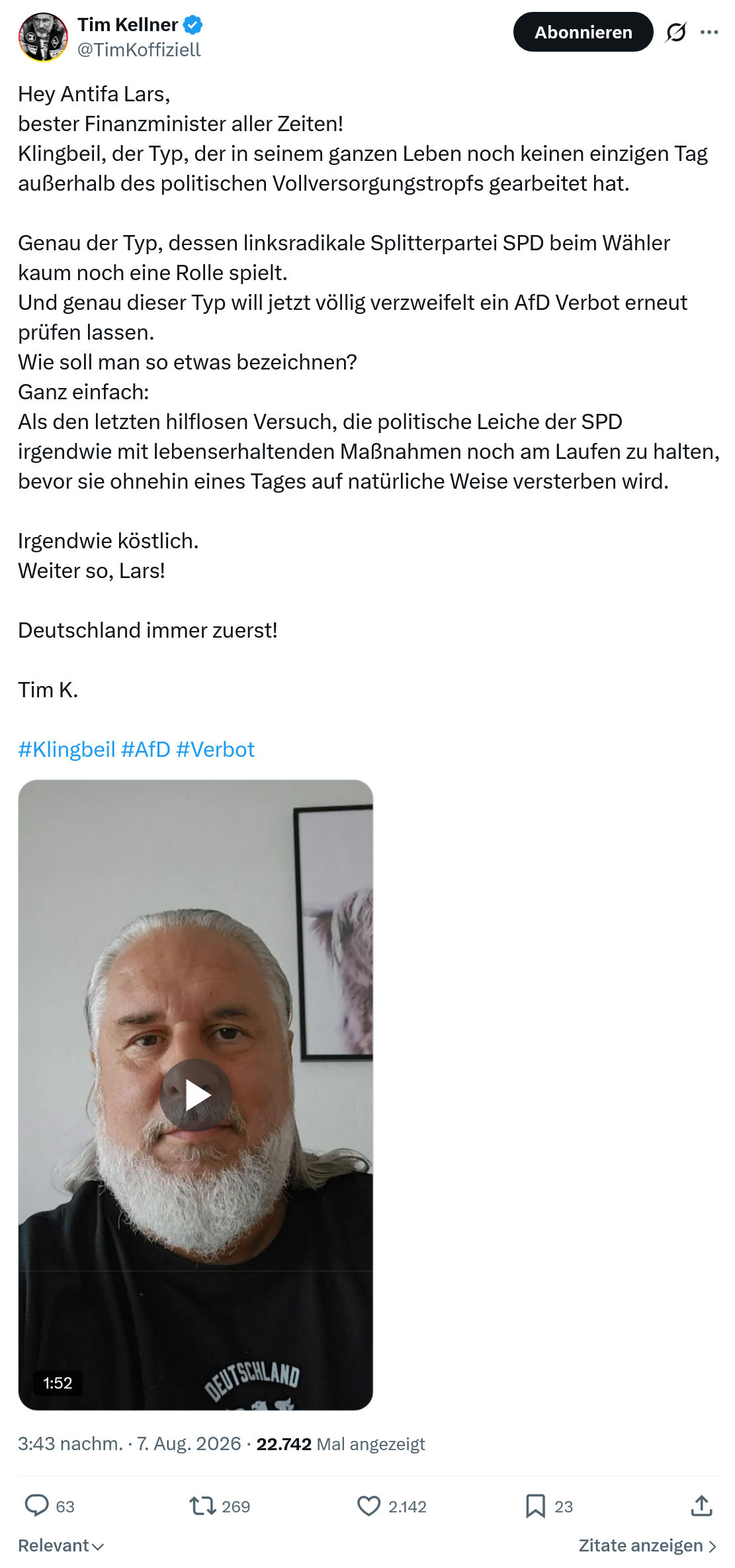 Tim Kellner: Hey Antifa Lars...