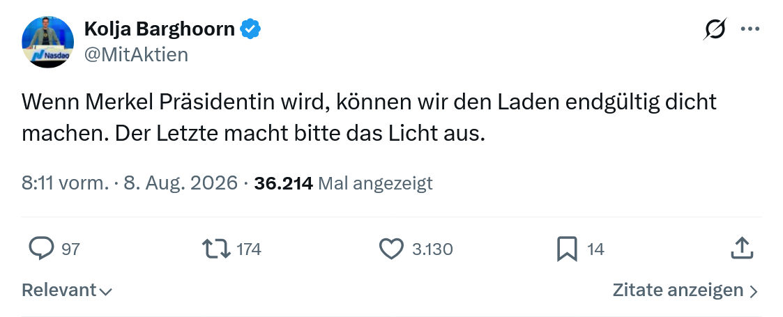 Kolja Barghoorn: Wenn Merkel Präsidentin...