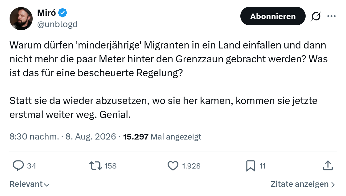 Miro Wolsfeld: Warum dürfen 'minderjährige'...