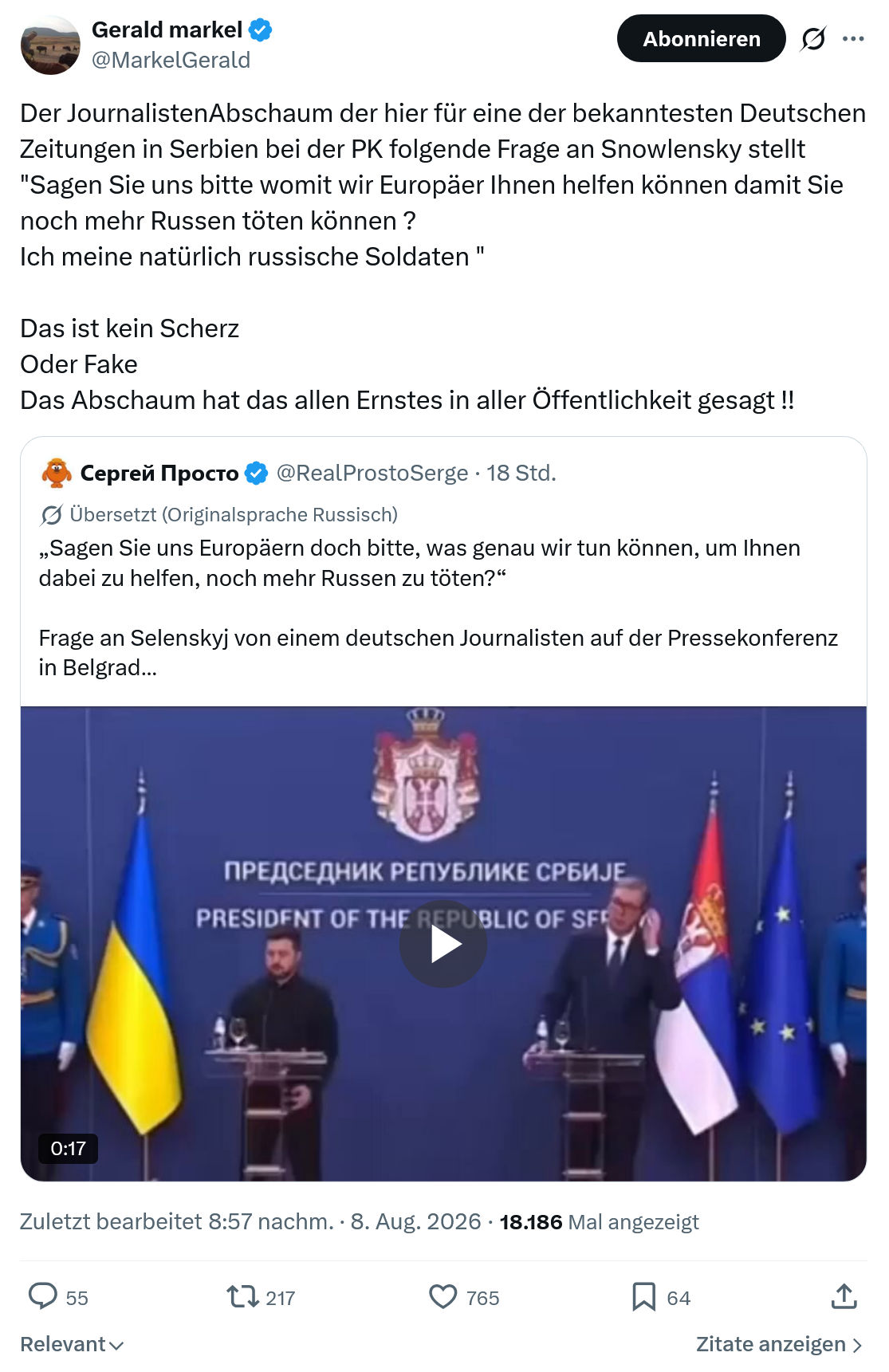 Gerald Markel: Der JournalistenAbschaum...