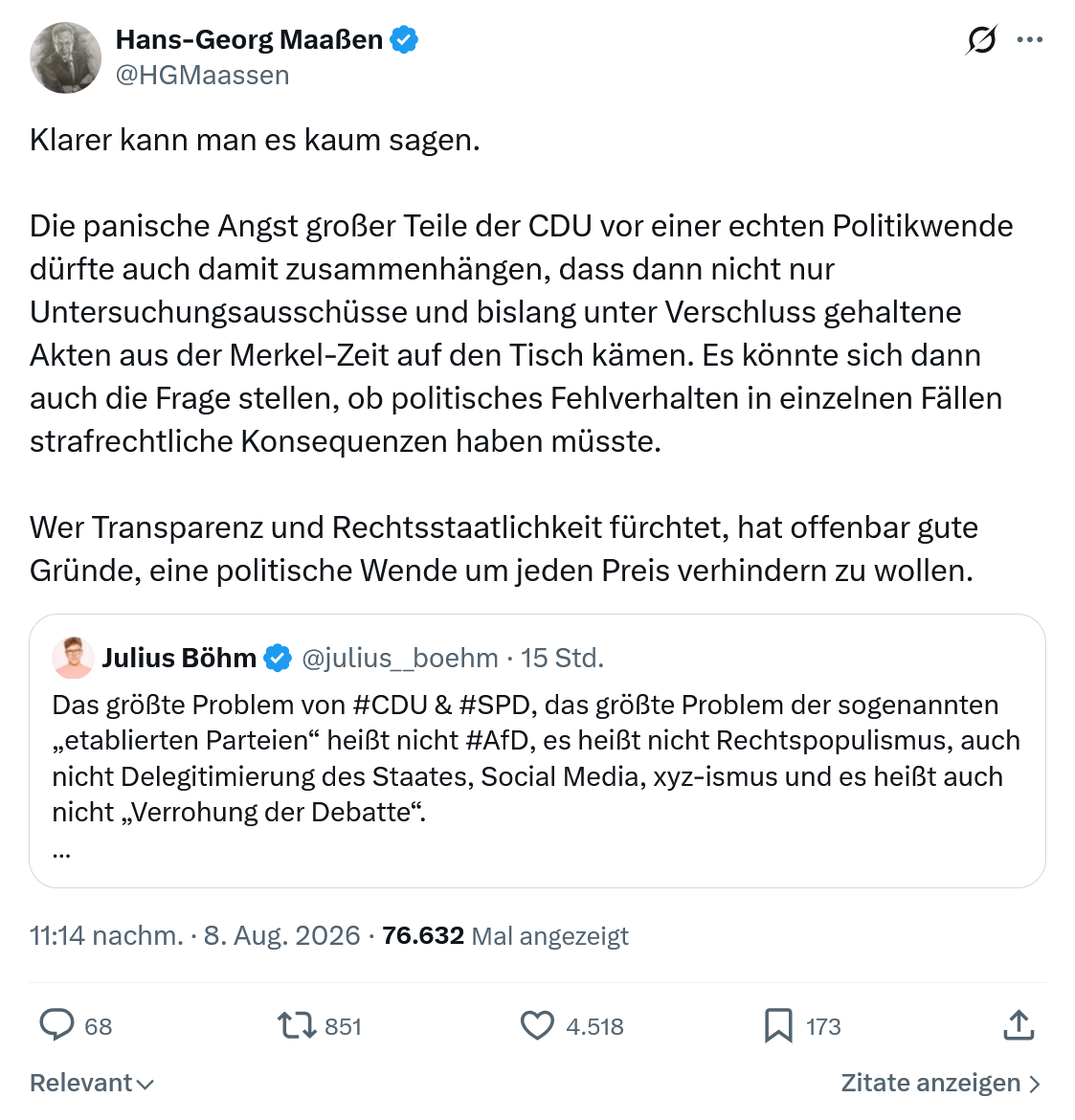 Hans-Georg Maaßen: Klarer kann man es kaum sagen...