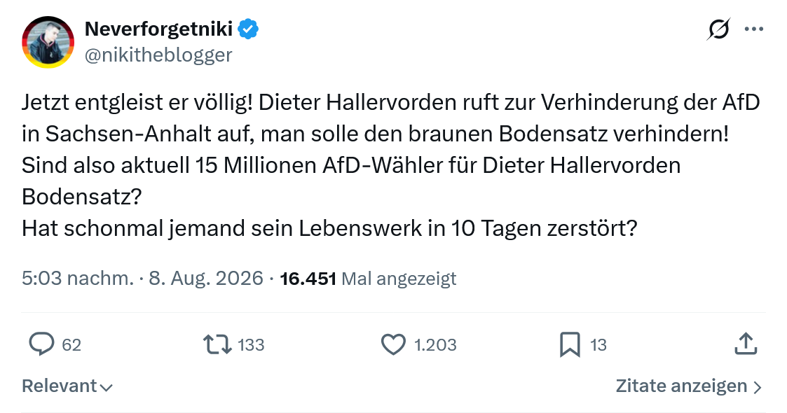 Neverforgetniki: Jetzt entgleist er völlig...