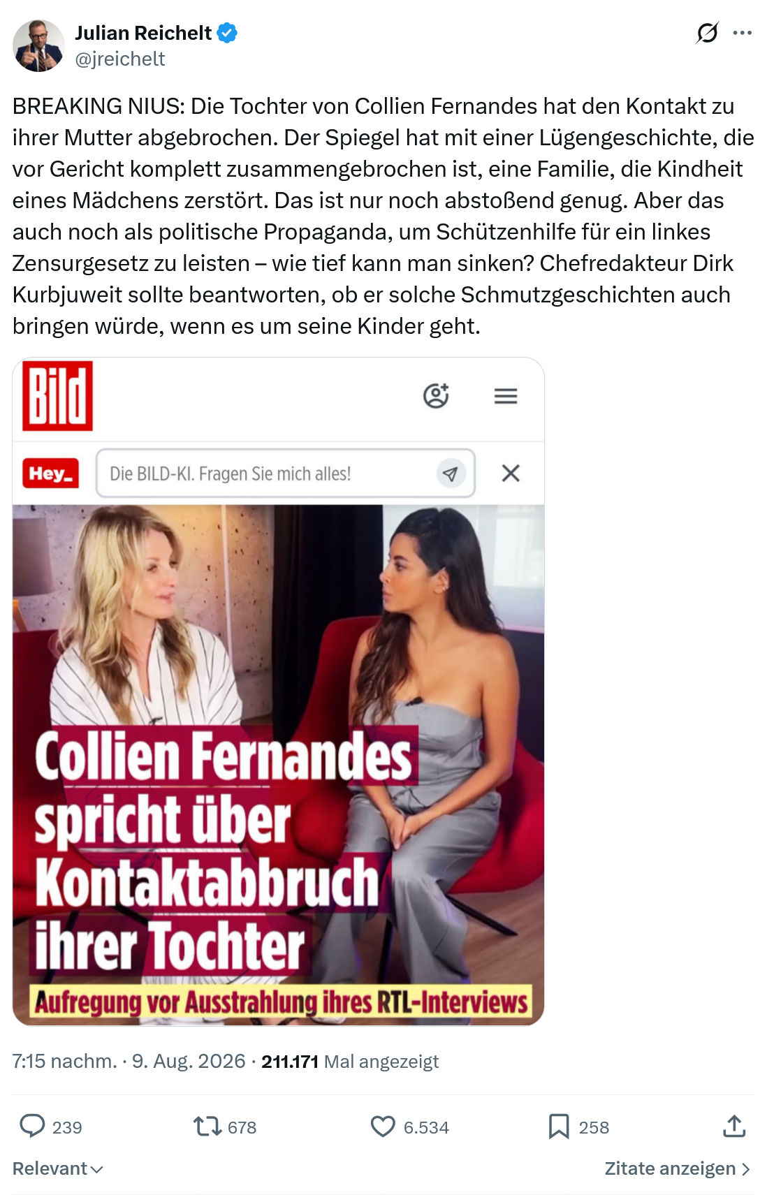 Julian Reichelt: BREAKING NIUS...