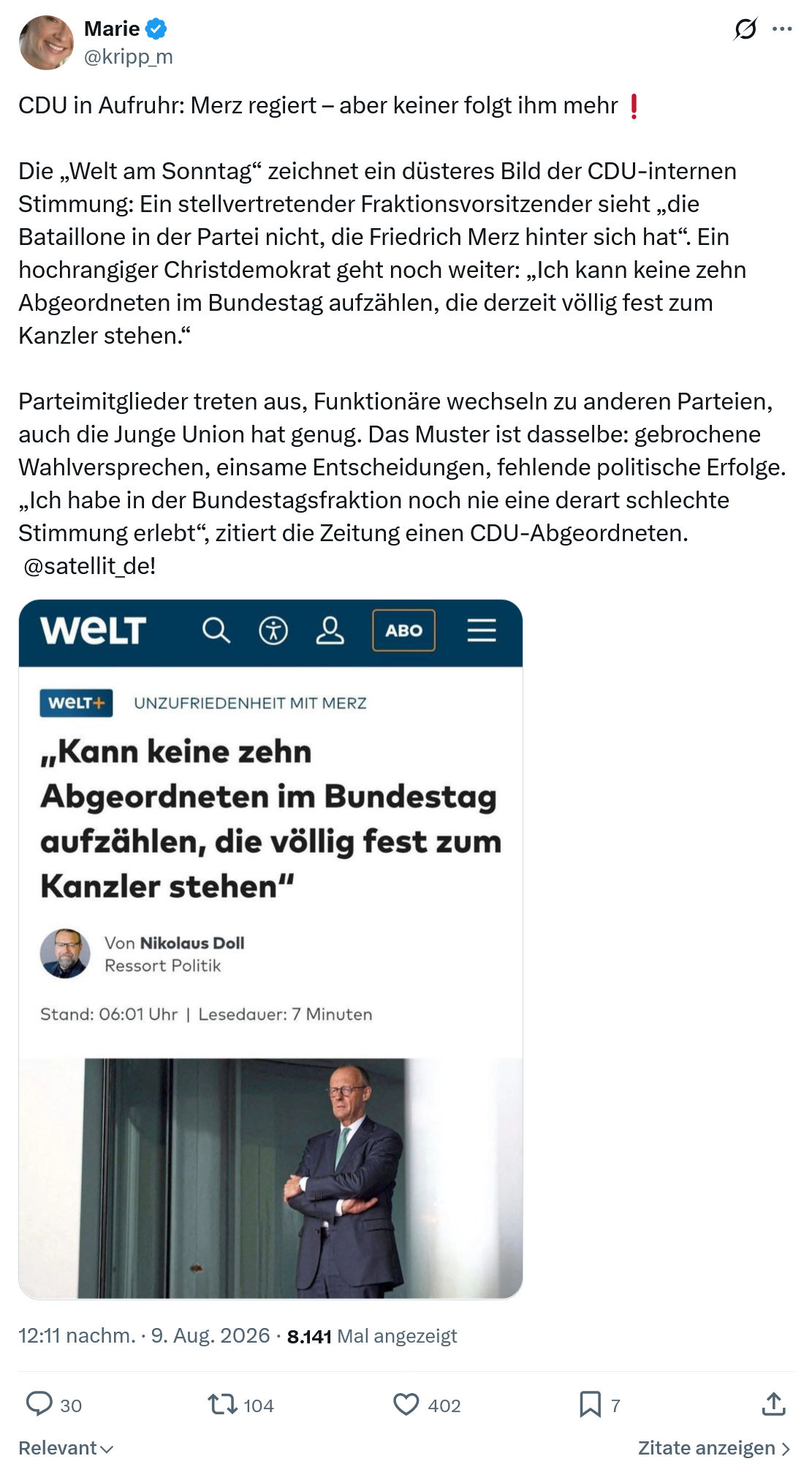Marie kripp: CDU in Aufruhr...