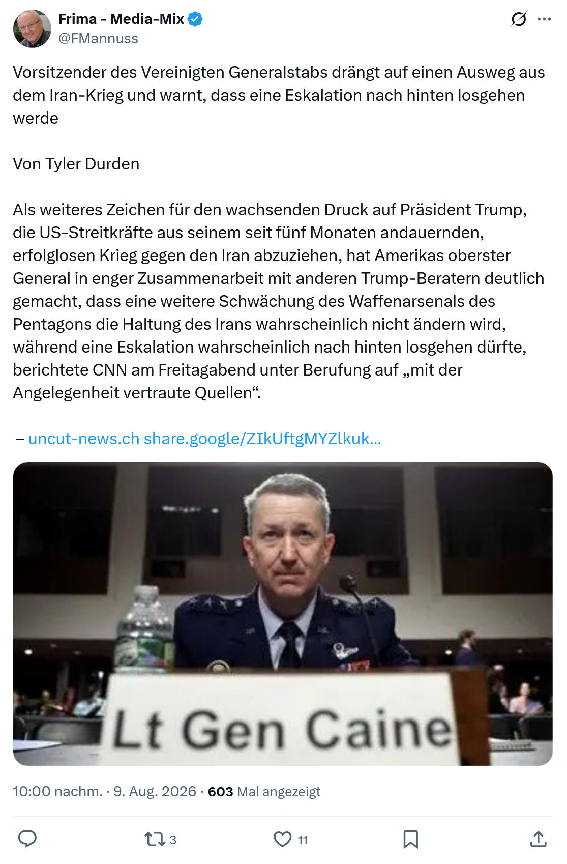 Friedrich Mannus: Vorsitzender des Vereinigten Generalstabs...