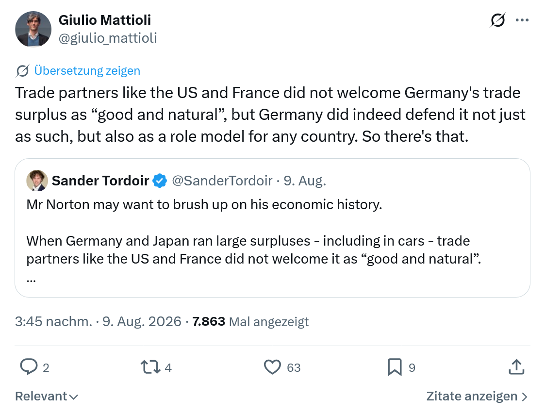 Giulio Mattioli: Trade partners like the US...