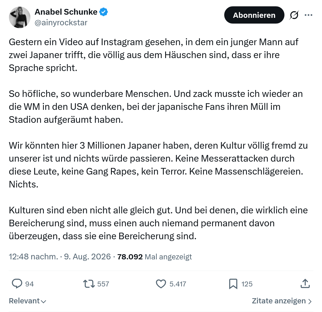 Anabel Schunke: Gestern ein Video...