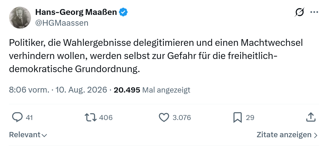 Hans-Georg Maaßen: Politiker, die Wahlergebnisse...