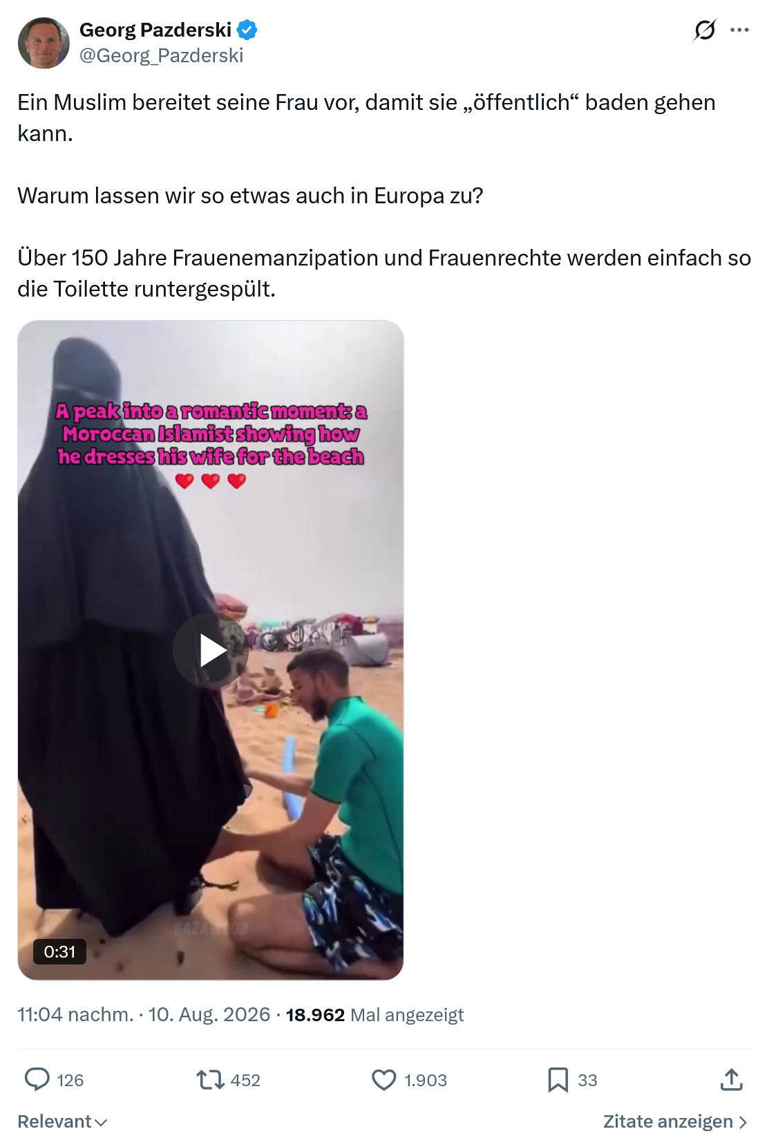 Georg Pazderski: Ein Muslim bereitet...