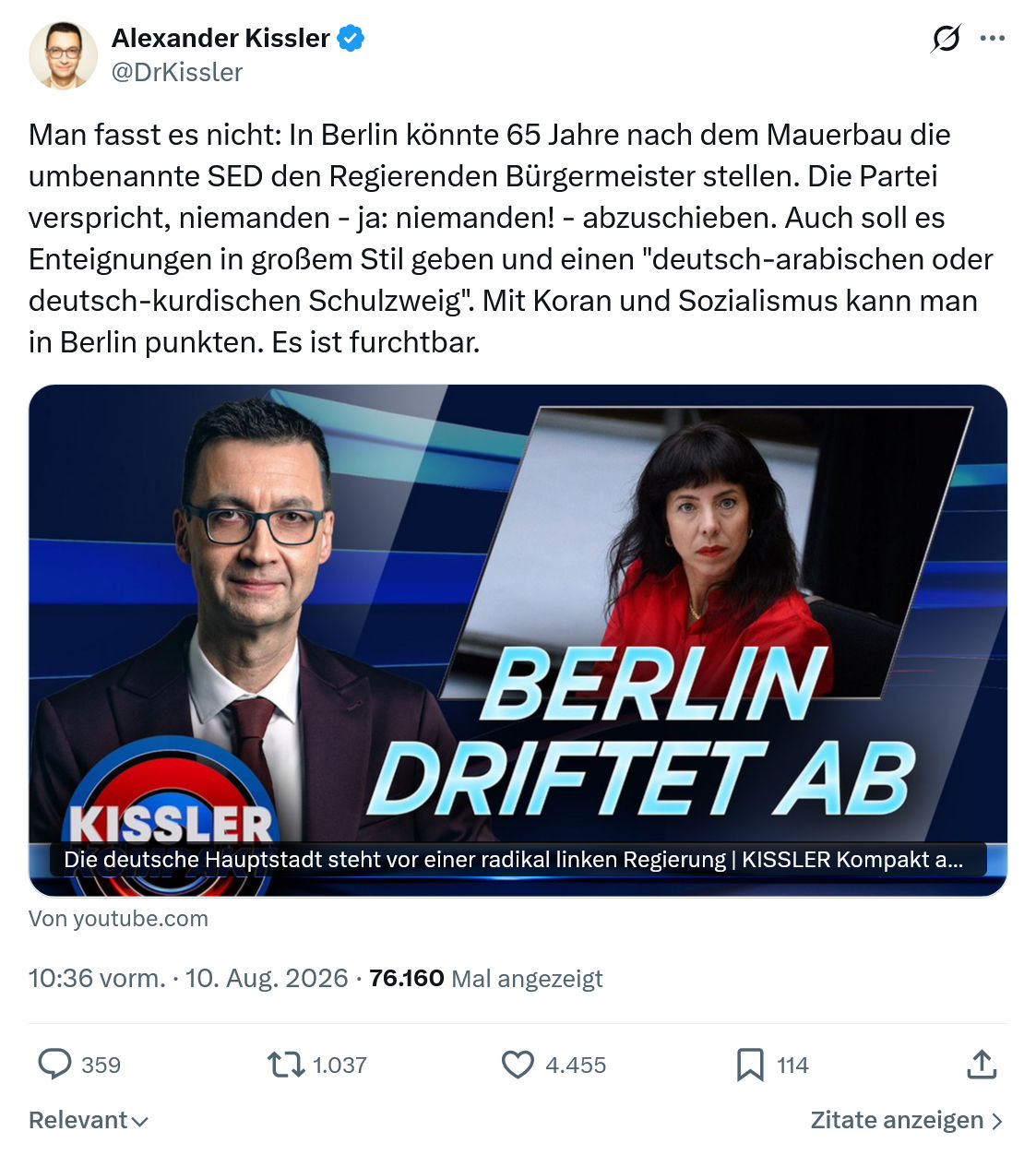 Alexander Kissler: Man fasst es nicht...