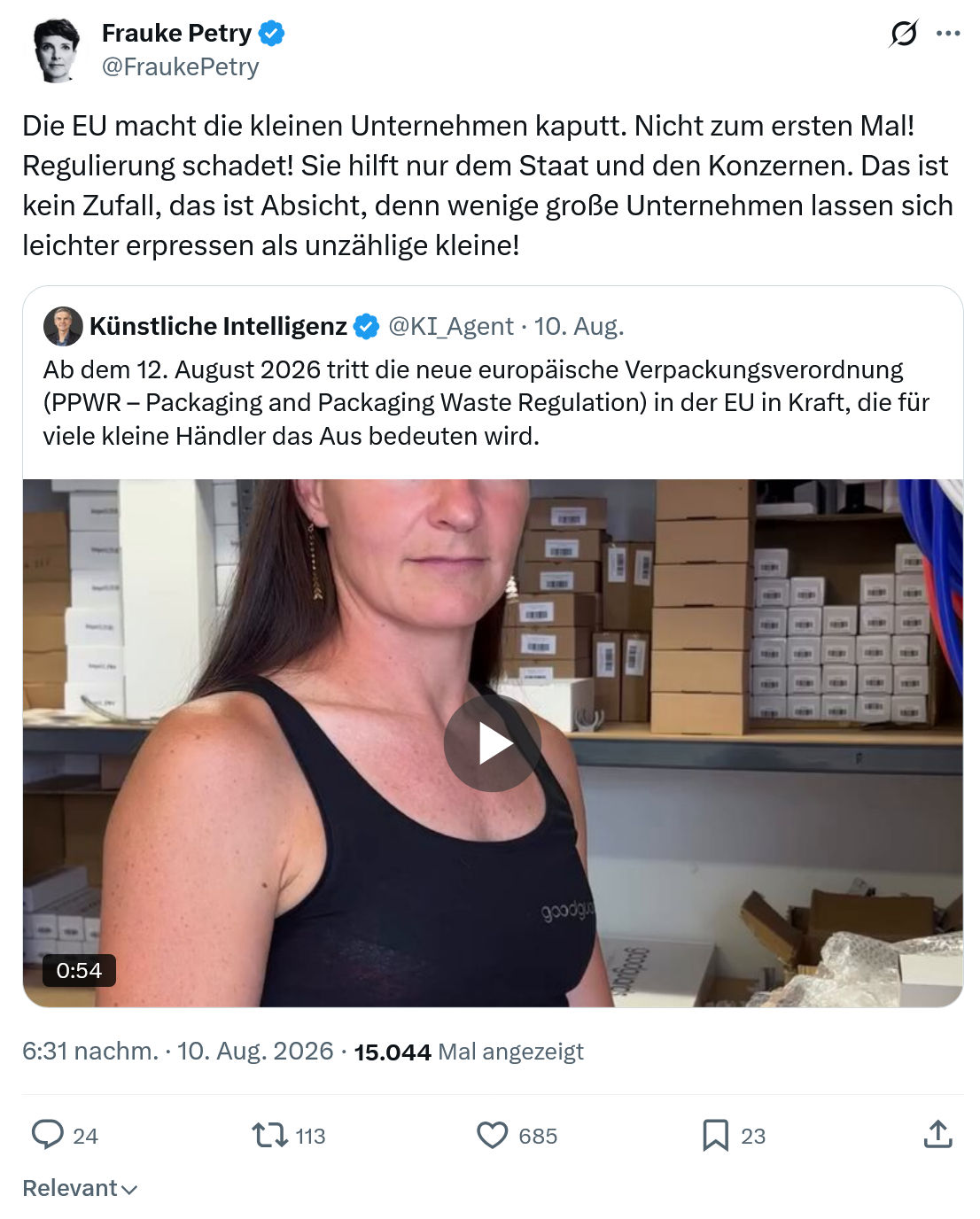 Frauke Petry: Die EU macht die kleinen...