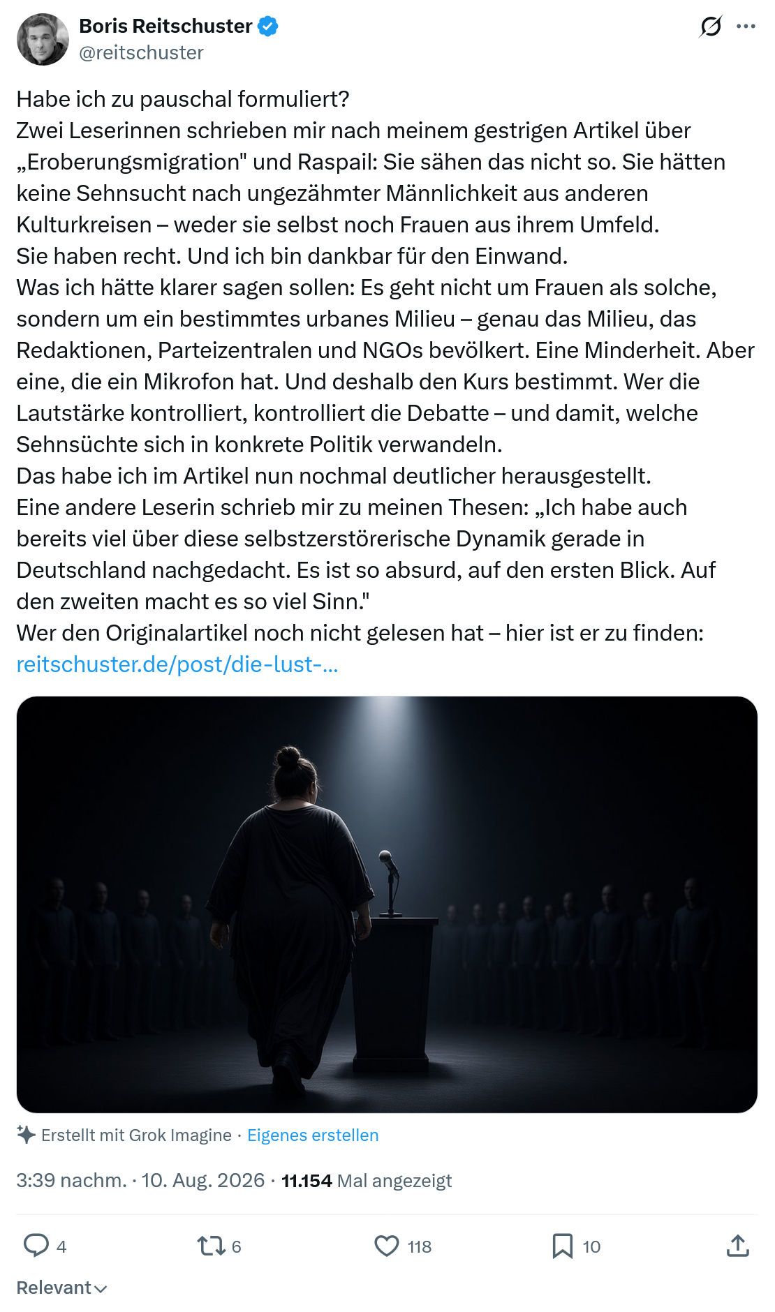 Boris Reitschuster: Habe ich zu pauschal formuliert...