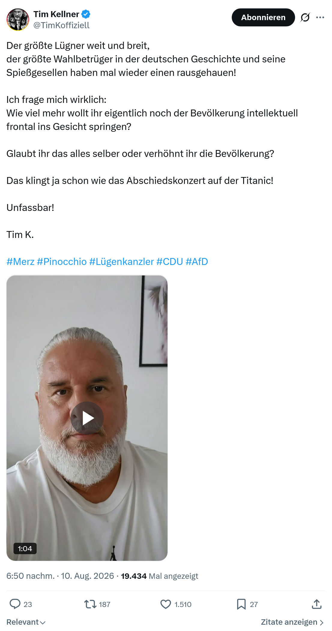 Tim Kellner: Der größte Lügner weit und breit...