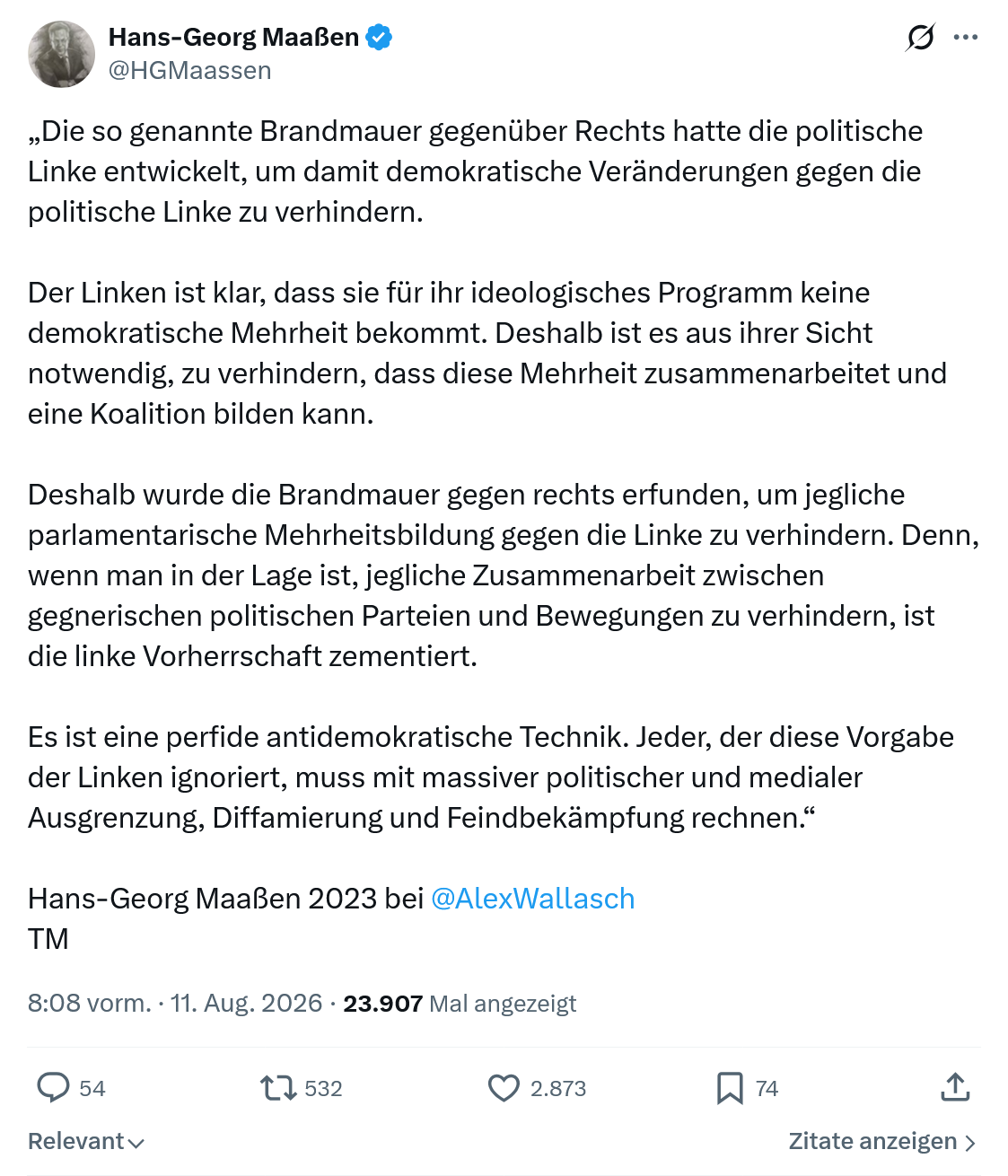 Hans-Georg Maaßen: Die so genannte Brandmauer...