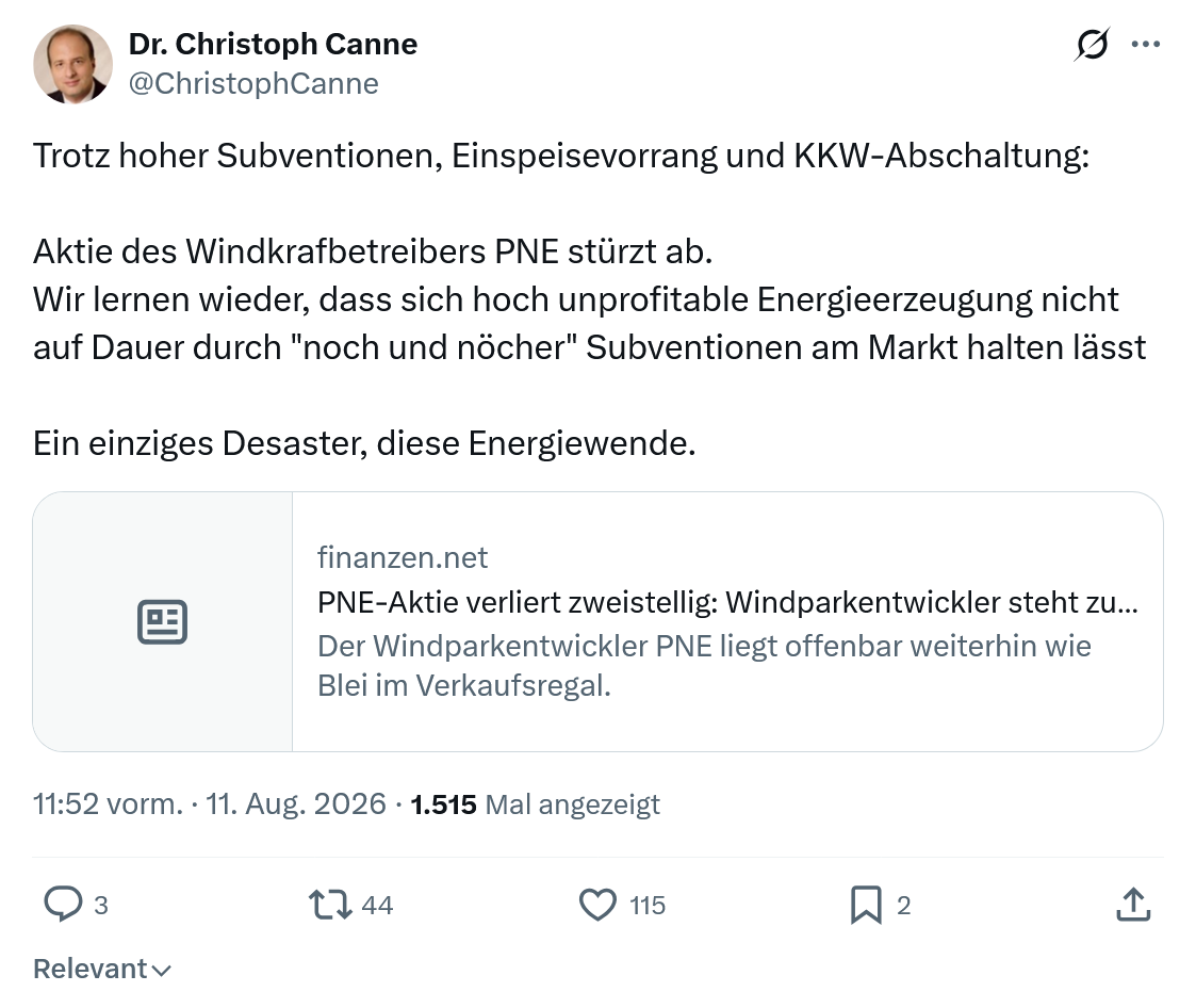 Christoph Canne: Trotz hoher Subventionen...