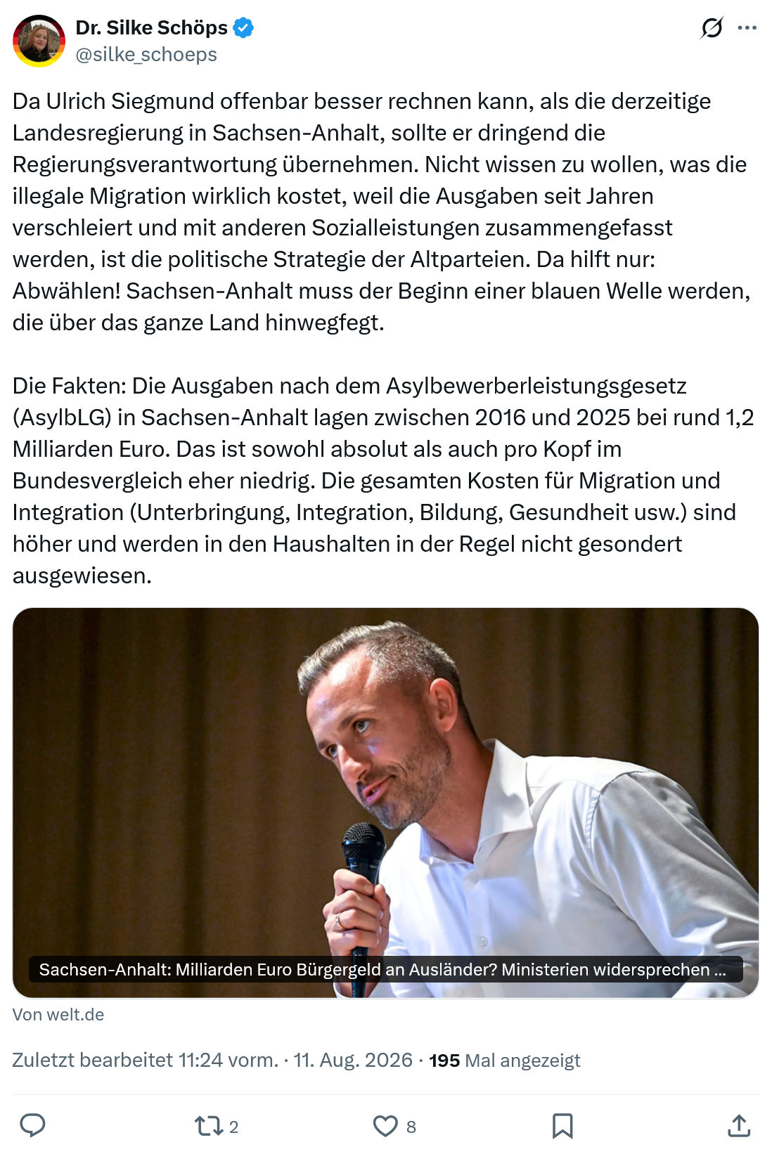 Silke Schöps: Da Ulrich Siegmund offenbar...