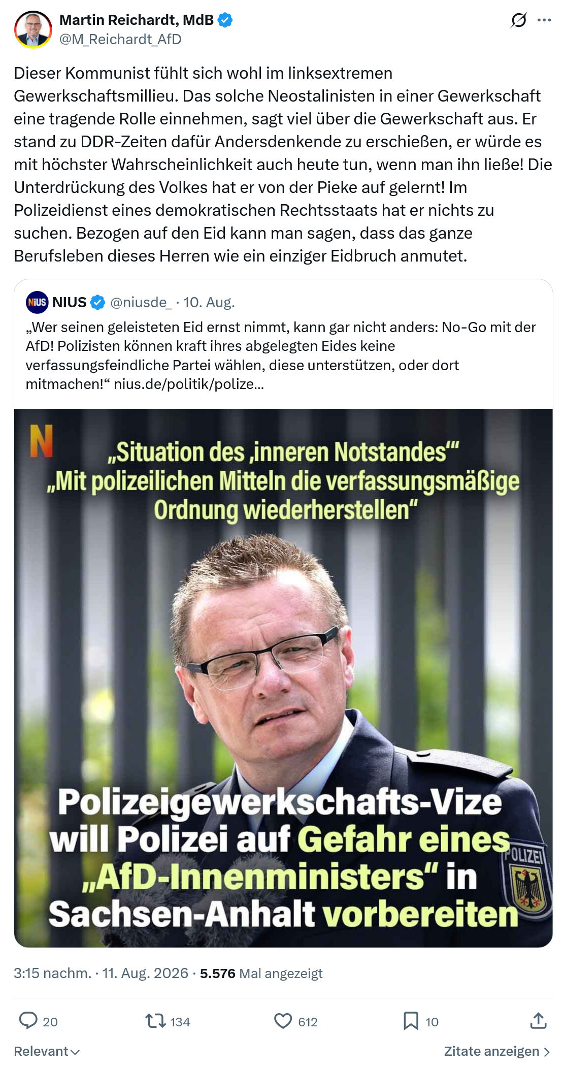 Martin Reichardt: Dieser Kommunist fühlt sich wohl...