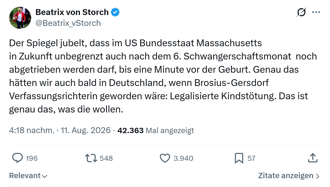Beatrix von Storch: Der Spiegel jubelt...