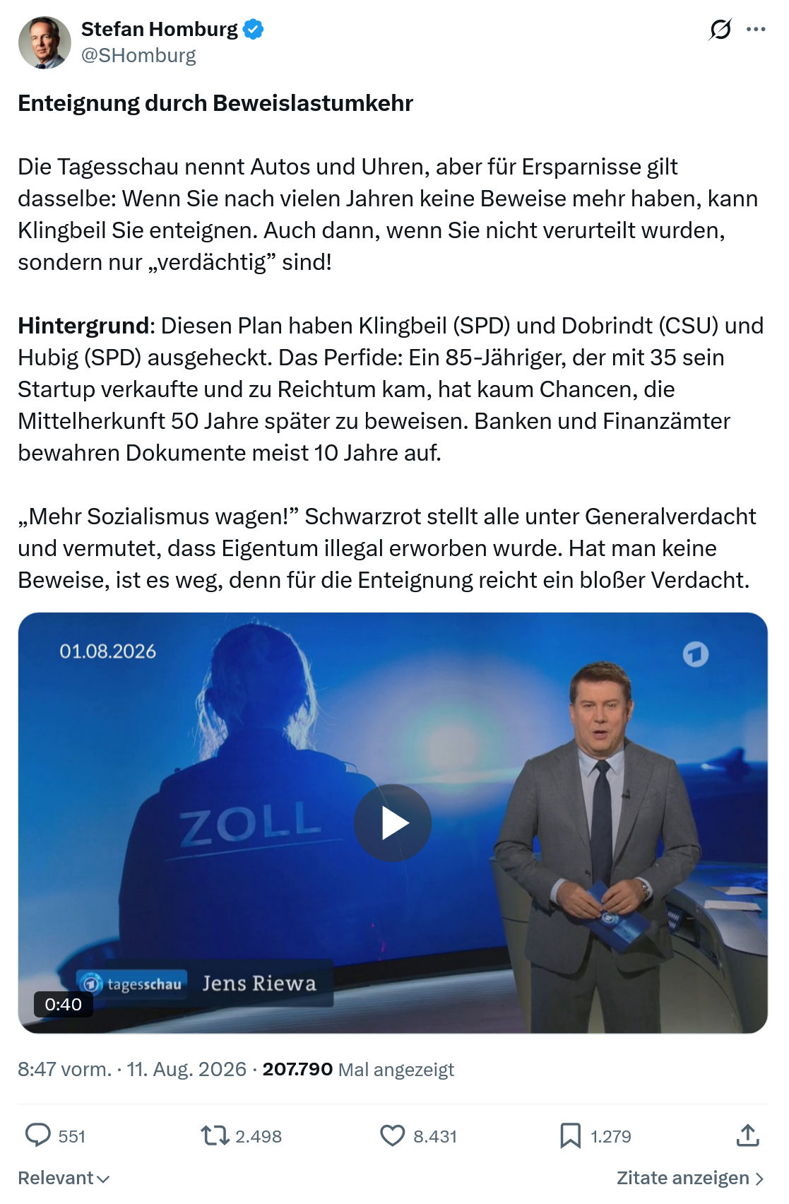 Stefan Homburg: Enteignung durch Beweislastumkehr...