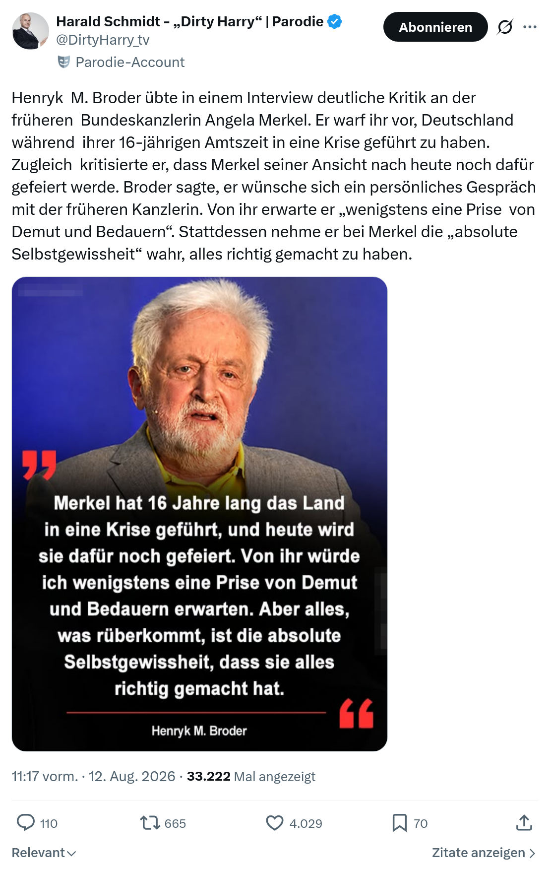 Harald Schmidt: Henryk  M. Broder übte...